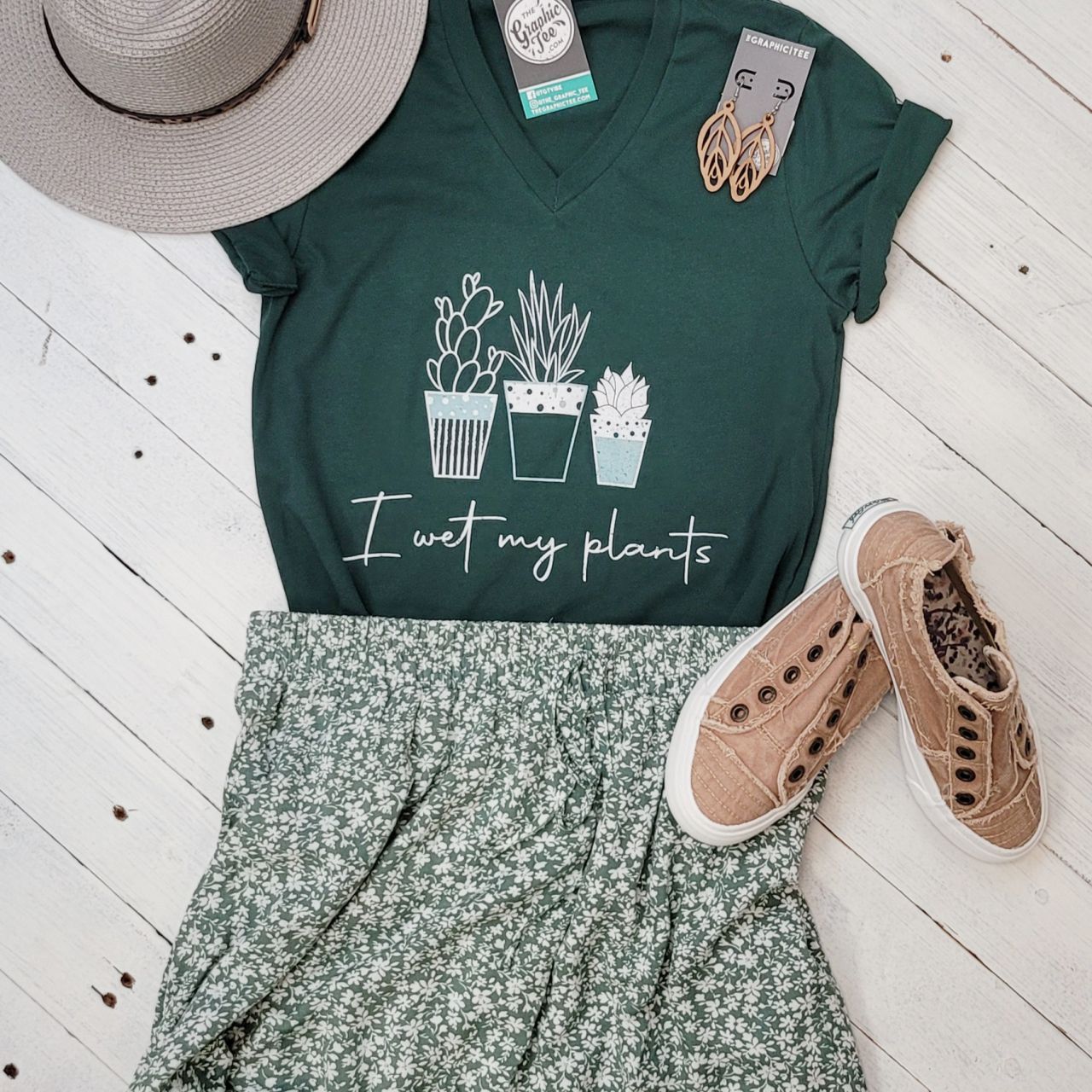 I Wet My Plants V Neck Unisex Tee - Aaria Tees Aaria Tees