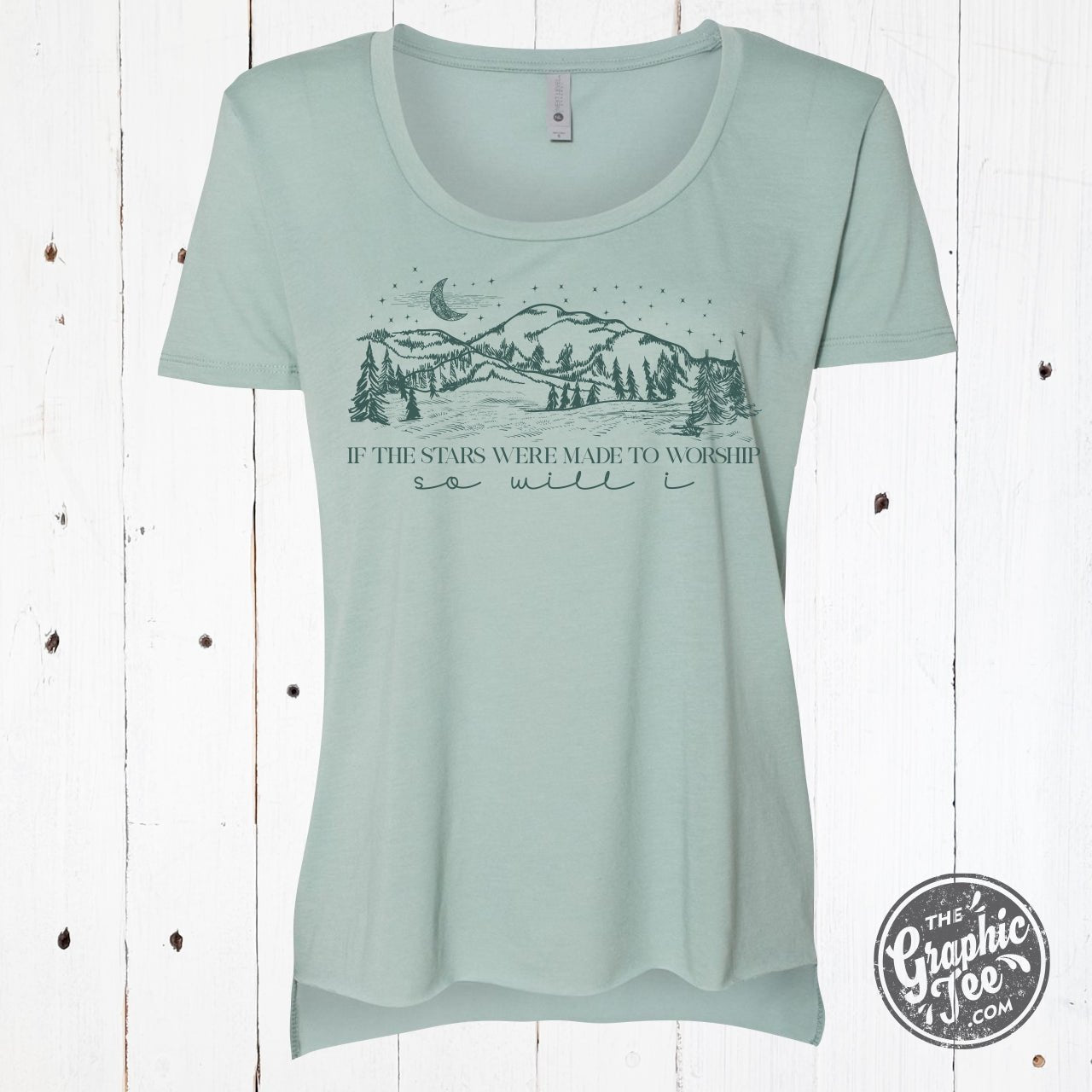 If The Stars Were Made To Worship Ladies Cut Hi-low Scoop Neck Tee - Aaria Tees Aaria Tees