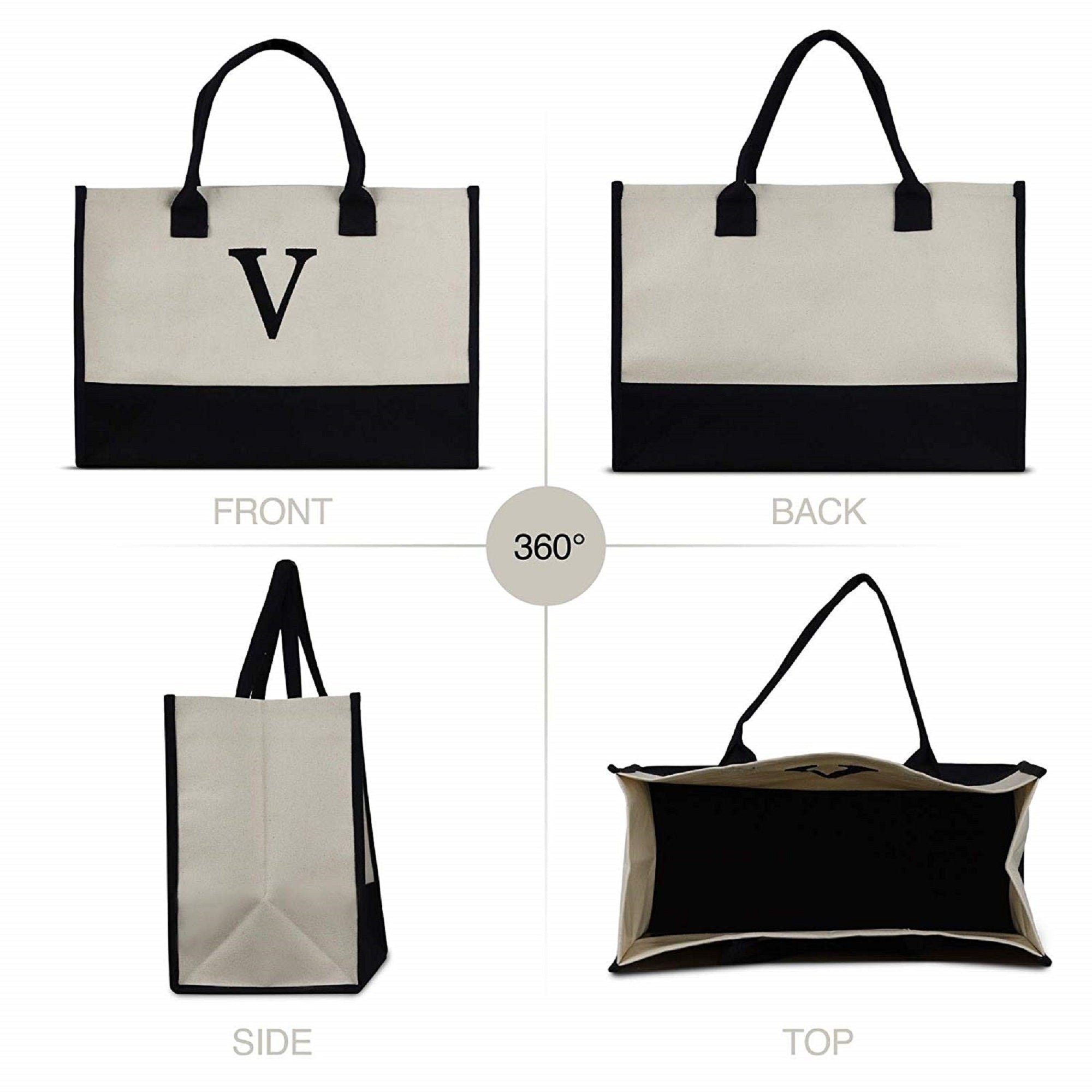 Customized Embroidered Name Tote Bag 100% Cotton Canvas and a Chic Personalized Tote Bag, Beach Bag, Market Bag, Bridesmaid Bag - Brown - Aaria Tees Aaria Tees