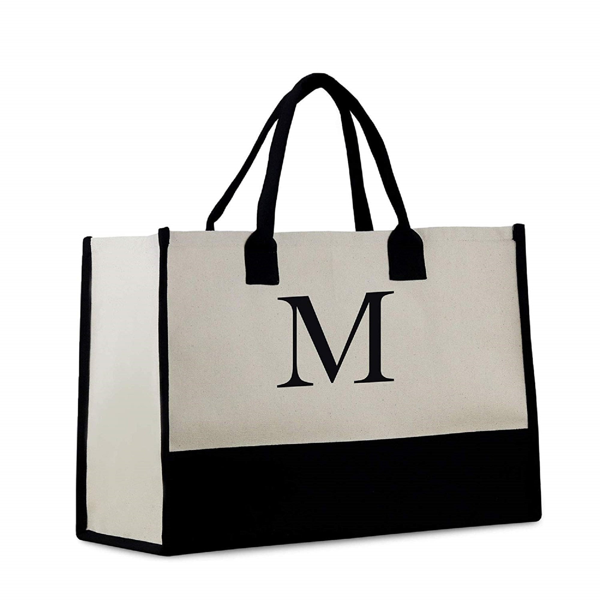 Personalized Cotton Canvas Beach Tote Bag Monogram Tote Bag Initial Canvas Tote Bridesmaid Gift Tote Custom Beach Bag Gift for Her A-Z - Aaria Tees Aaria Tees