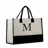 Personalized Cotton Canvas Beach Tote Bag Monogram Tote Bag Initial Canvas Tote Bridesmaid Gift Tote Custom Beach Bag Gift for Her A-Z - Aaria Tees Aaria Tees