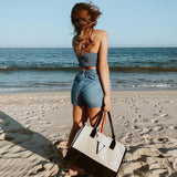 Personalized Cotton Canvas Beach Tote Bag Monogram Tote Bag Initial Canvas Tote Bridesmaid Gift Tote Custom Beach Bag Gift for Her A-Z - Aaria Tees Aaria Tees