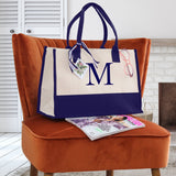 Personalized Cotton Canvas Beach Tote Bag Monogram Tote Bag Initial Canvas Tote Bridesmaid Gift Tote Custom Beach Bag Gift for Her A-Z - Aaria Tees Aaria Tees