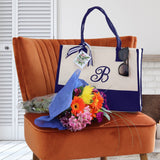 Personalized Cotton Canvas Beach Tote Bag Monogram Tote Bag Initial Canvas Tote Bridesmaid Gift Tote Custom Beach Bag Gift for Her A-Z - Aaria Tees Aaria Tees