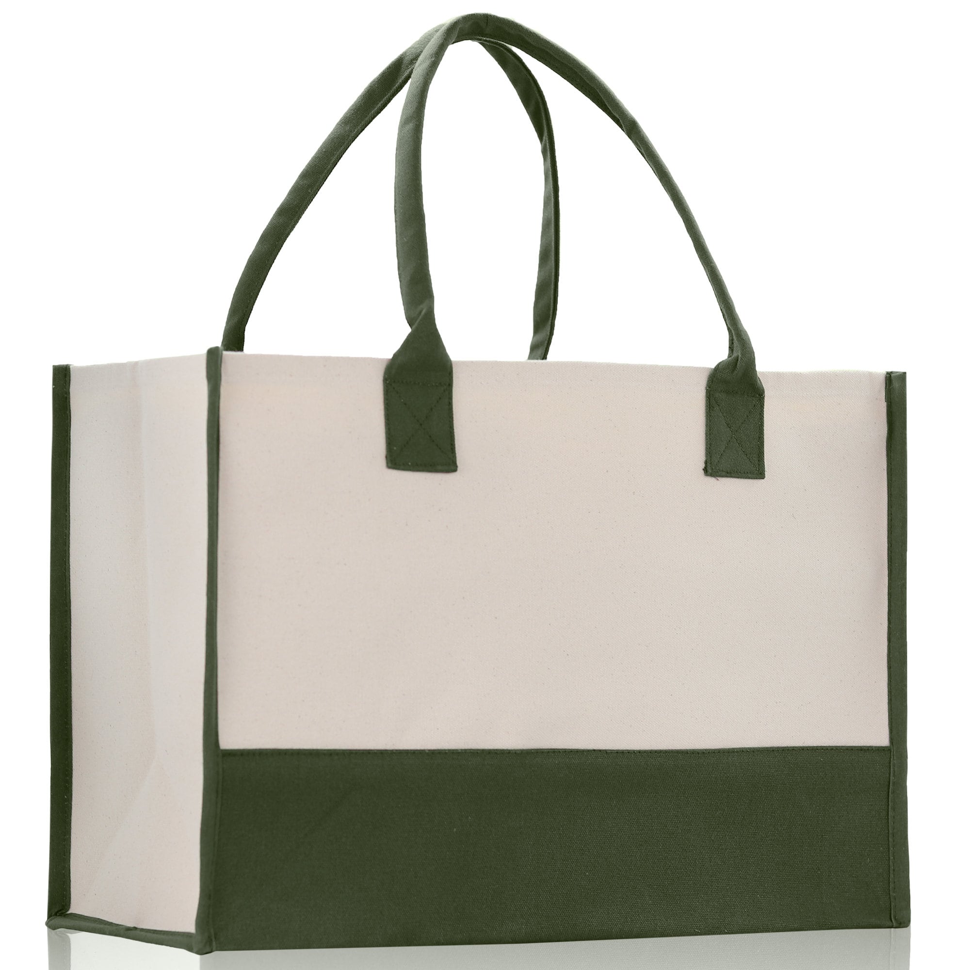 Customized Embroidered Name Tote Bag 100% Cotton Canvas and a Chic Personalized Tote Bag, Beach Bag, Market Bag, Bridesmaid Bag - Olive - Aaria Tees Aaria Tees