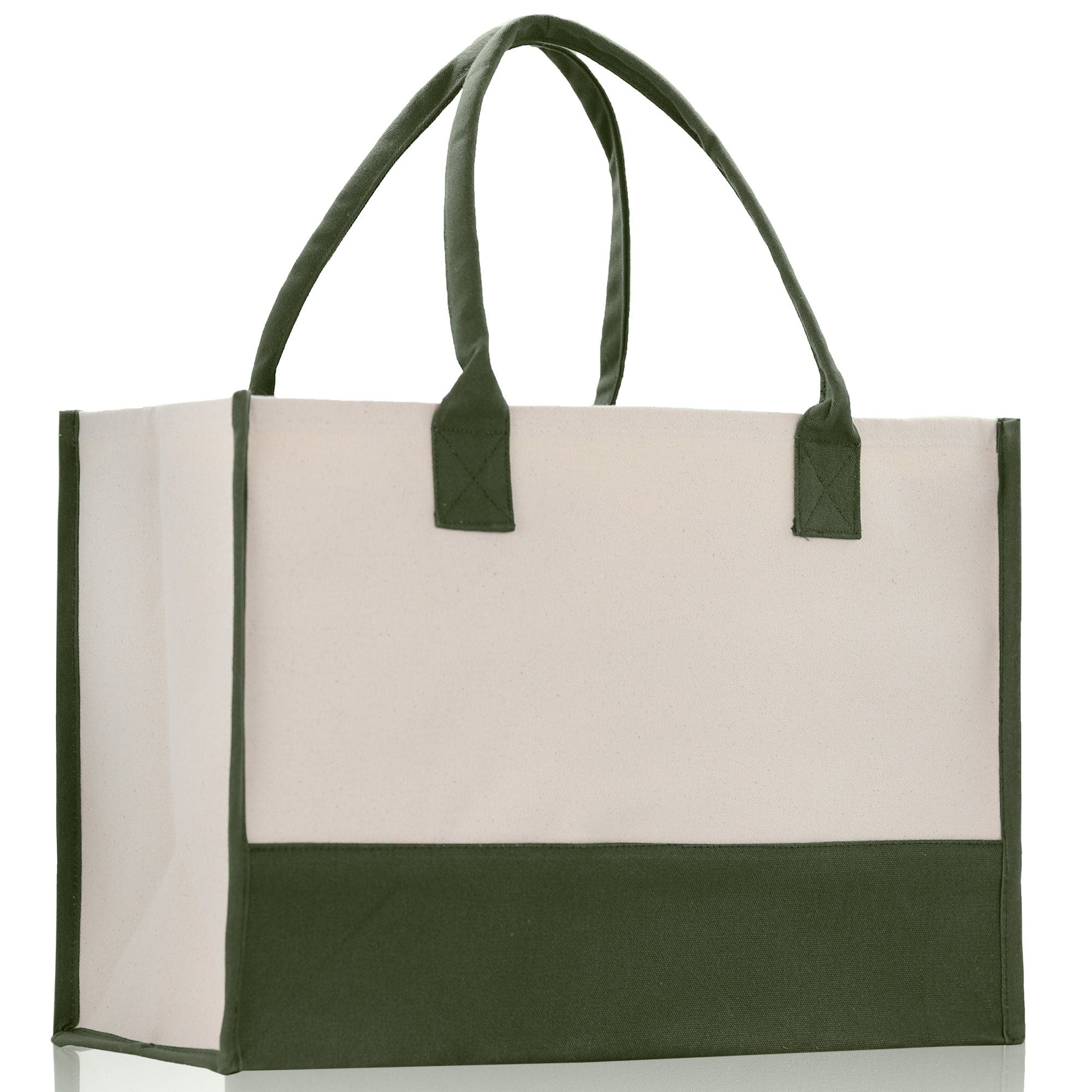 Customized Embroidered Name Tote Bag 100% Cotton Canvas and a Chic Personalized Tote Bag, Beach Bag, Market Bag, Bridesmaid Bag - Olive - Aaria Tees Aaria Tees