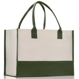 Customized Embroidered Name Tote Bag 100% Cotton Canvas and a Chic Personalized Tote Bag, Beach Bag, Market Bag, Bridesmaid Bag - Olive - Aaria Tees Aaria Tees