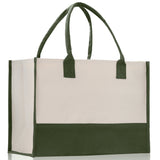 Customized Embroidered Name Tote Bag 100% Cotton Canvas and a Chic Personalized Tote Bag, Beach Bag, Market Bag, Bridesmaid Bag - Olive - Aaria Tees Aaria Tees