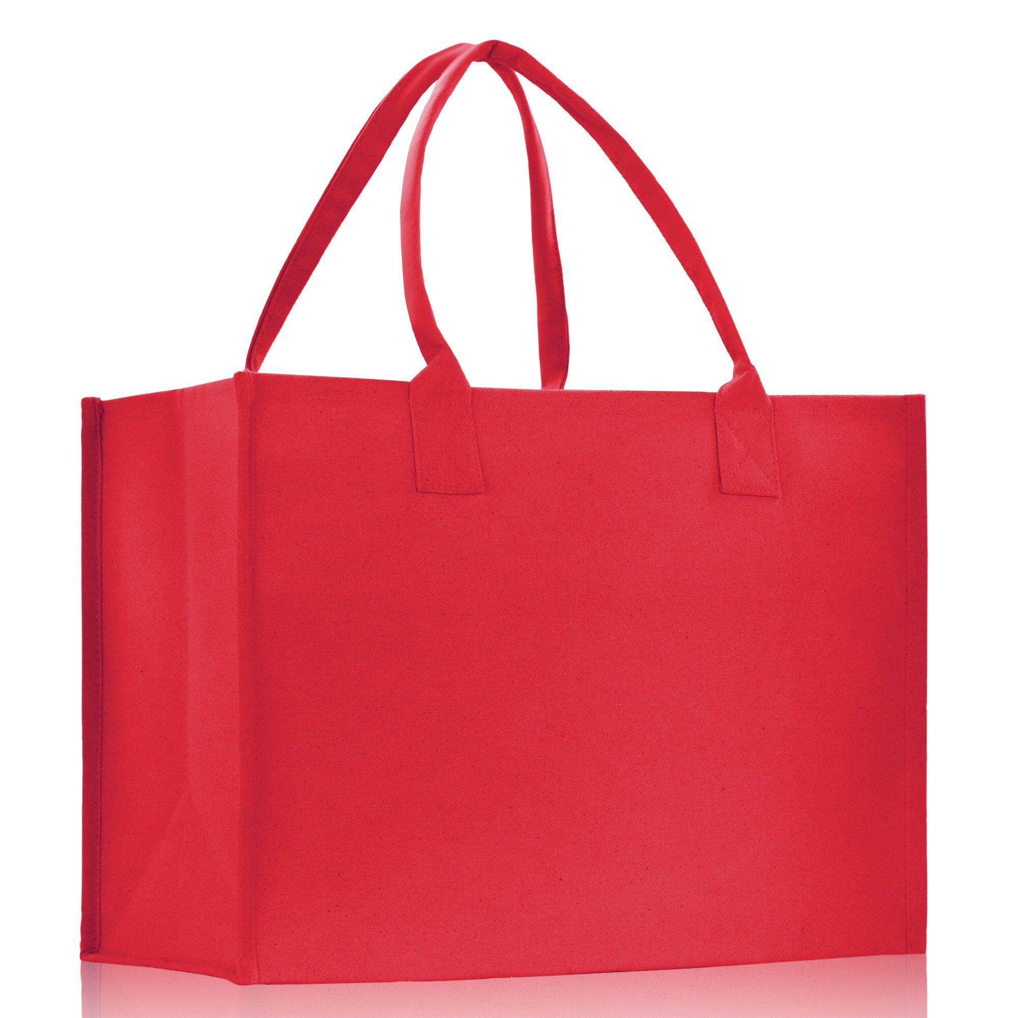 Customized Embroidered Name Tote Bag 100% Cotton Canvas and a Chic Personalized Tote Bag, Beach Bag, Market Bag, Bridesmaid Bag - Red - Aaria Tees Aaria Tees