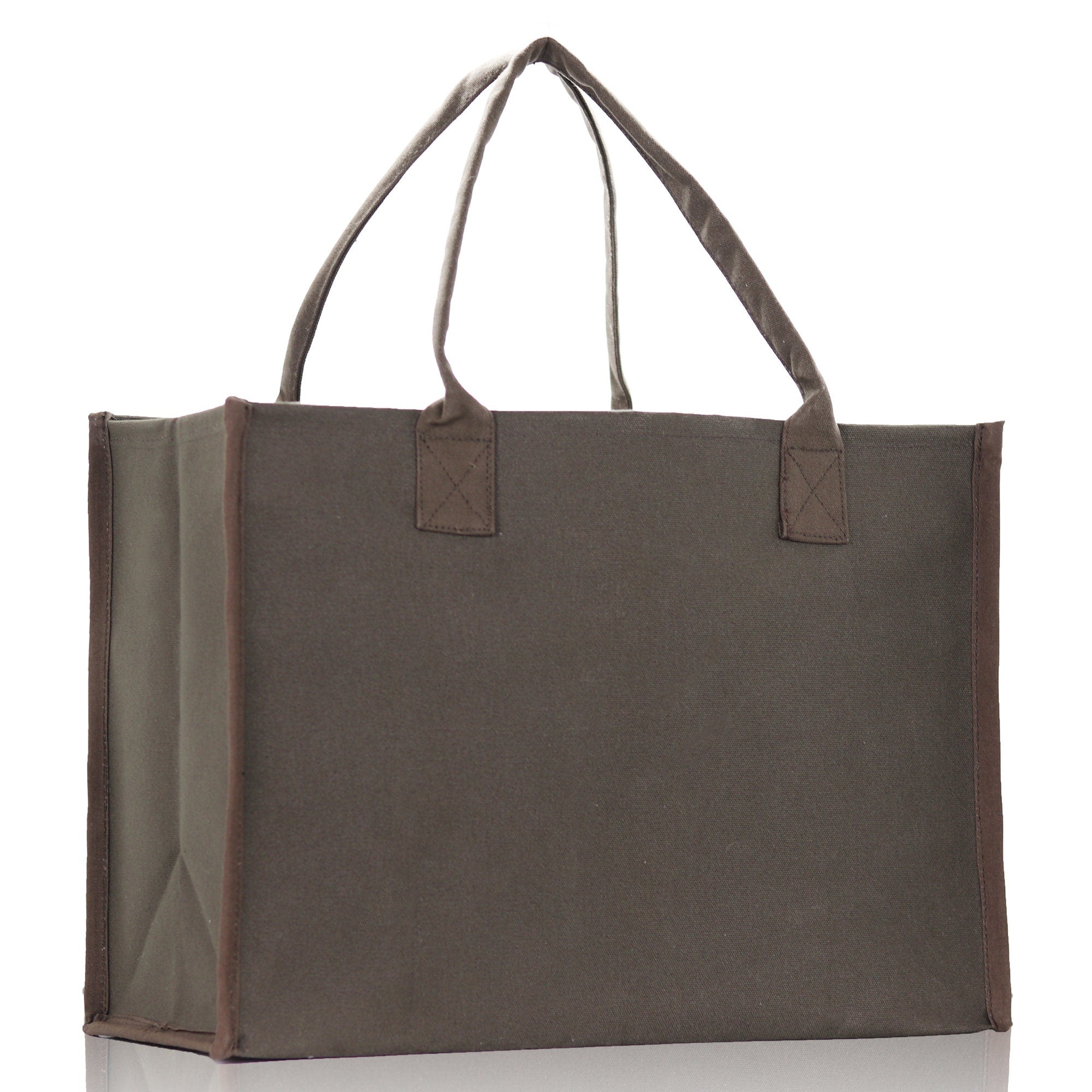 Customized Embroidered Name Tote Bag 100% Cotton Canvas and a Chic Personalized Tote Bag, Beach Bag, Market Bag, Bridesmaid Bag - Brown - Aaria Tees Aaria Tees