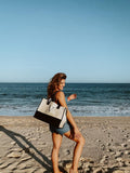 Personalized Cotton Canvas Beach Tote Bag Monogram Tote Bag Initial Canvas Tote Bridesmaid Gift Tote Custom Beach Bag Gift for Her A-Z - Aaria Tees Aaria Tees