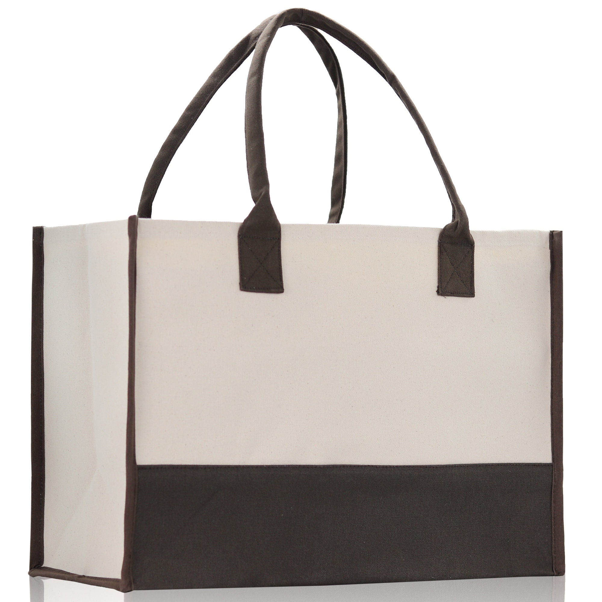 Customized Embroidered Name Tote Bag 100% Cotton Canvas and a Chic Personalized Tote Bag, Beach Bag, Market Bag, Bridesmaid Bag - Brown - Aaria Tees Aaria Tees