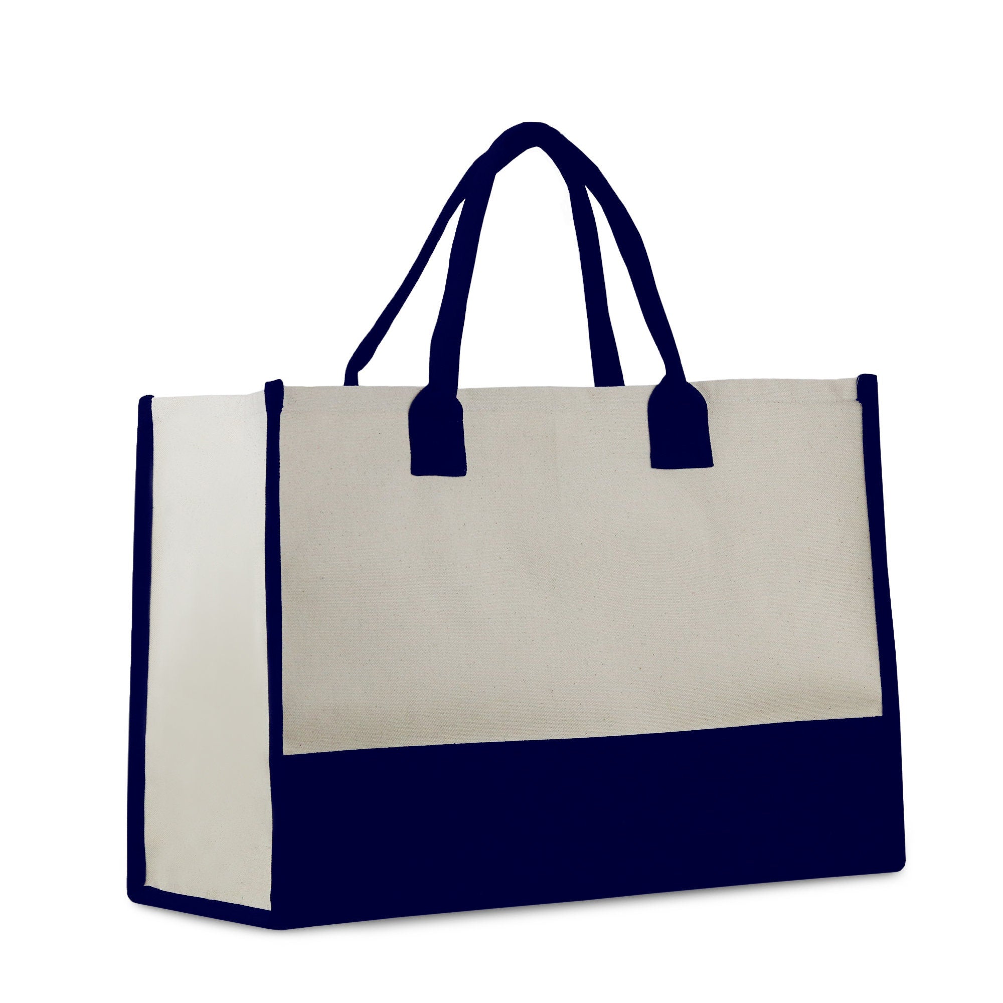 Graduation Gift Customized Embroidered Name Tote Bag 100% Cotton Canvas and a Chic Personalized Tote Bag, Beach Bag, Bridesmaid Bag - Navy - Aaria Tees Aaria Tees