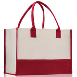 Customized Embroidered Name Tote Bag 100% Cotton Canvas and a Chic Personalized Tote Bag, Beach Bag, Market Bag, Bridesmaid Bag - Red - Aaria Tees Aaria Tees