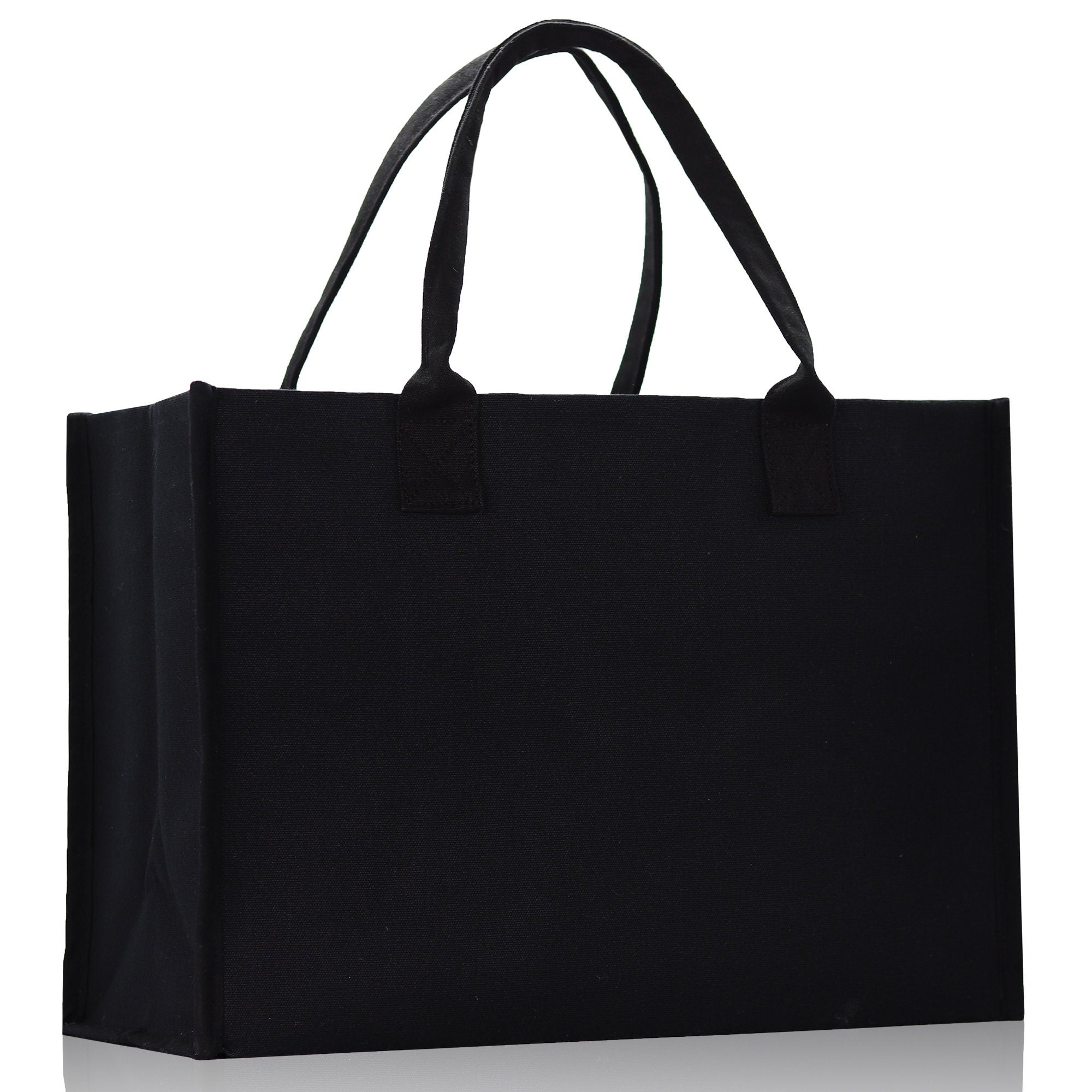 Customized Embroidered Name Tote Bag 100% Cotton Canvas and a Chic Personalized Tote Bag, Beach Bag, Market Bag, Bridesmaid Bag - Black - Aaria Tees Aaria Tees