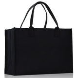 Customized Embroidered Name Tote Bag 100% Cotton Canvas and a Chic Personalized Tote Bag, Beach Bag, Market Bag, Bridesmaid Bag - Black - Aaria Tees Aaria Tees