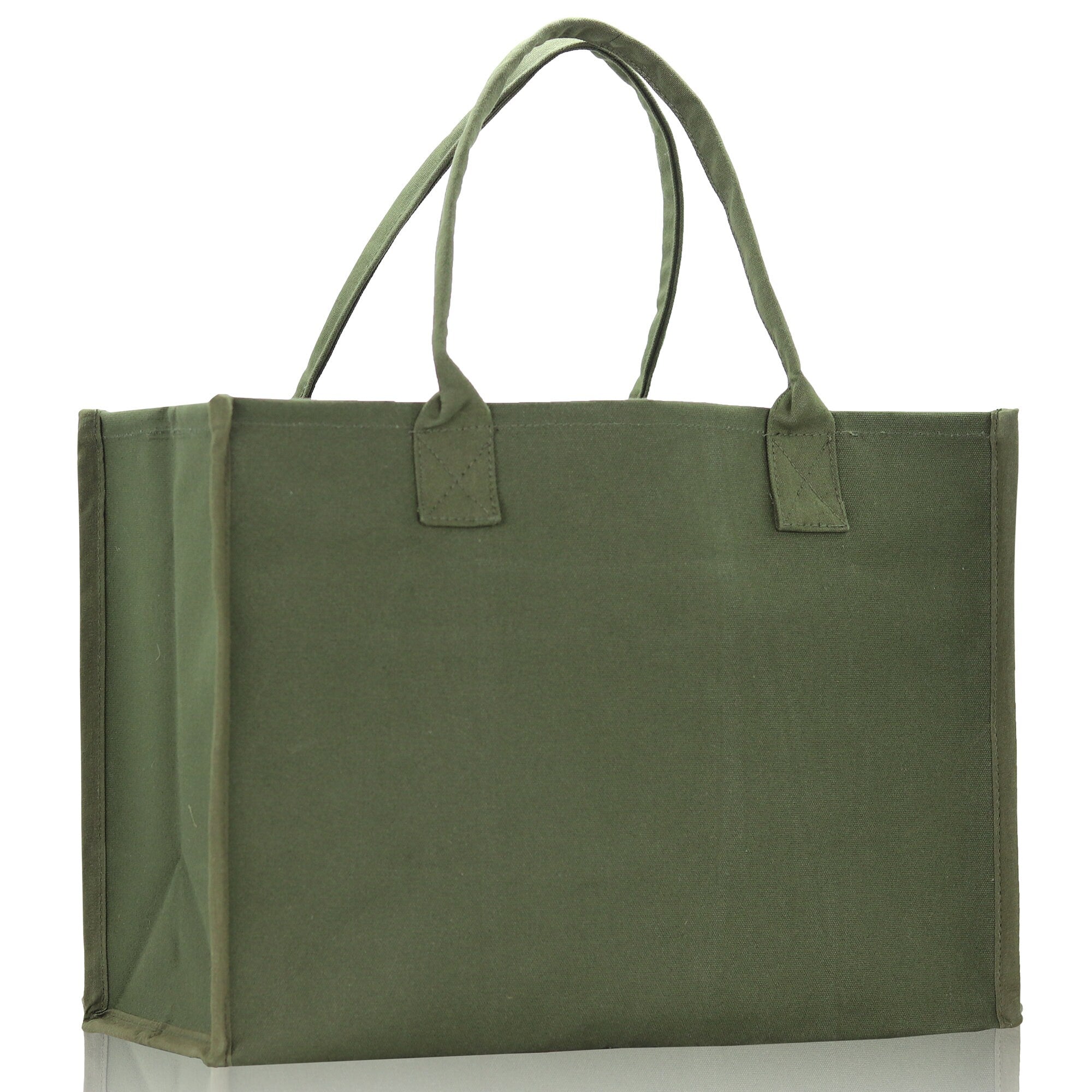 Customized Embroidered Name Tote Bag 100% Cotton Canvas and a Chic Personalized Tote Bag, Beach Bag, Market Bag, Bridesmaid Bag - Olive - Aaria Tees Aaria Tees