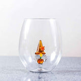 3D Pumpkin Gnome Stemless Wine Glasses Aaria Tees