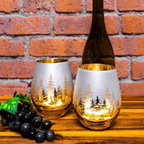 Gold Pine Tree Stemless Wine Glasses Aaria Tees