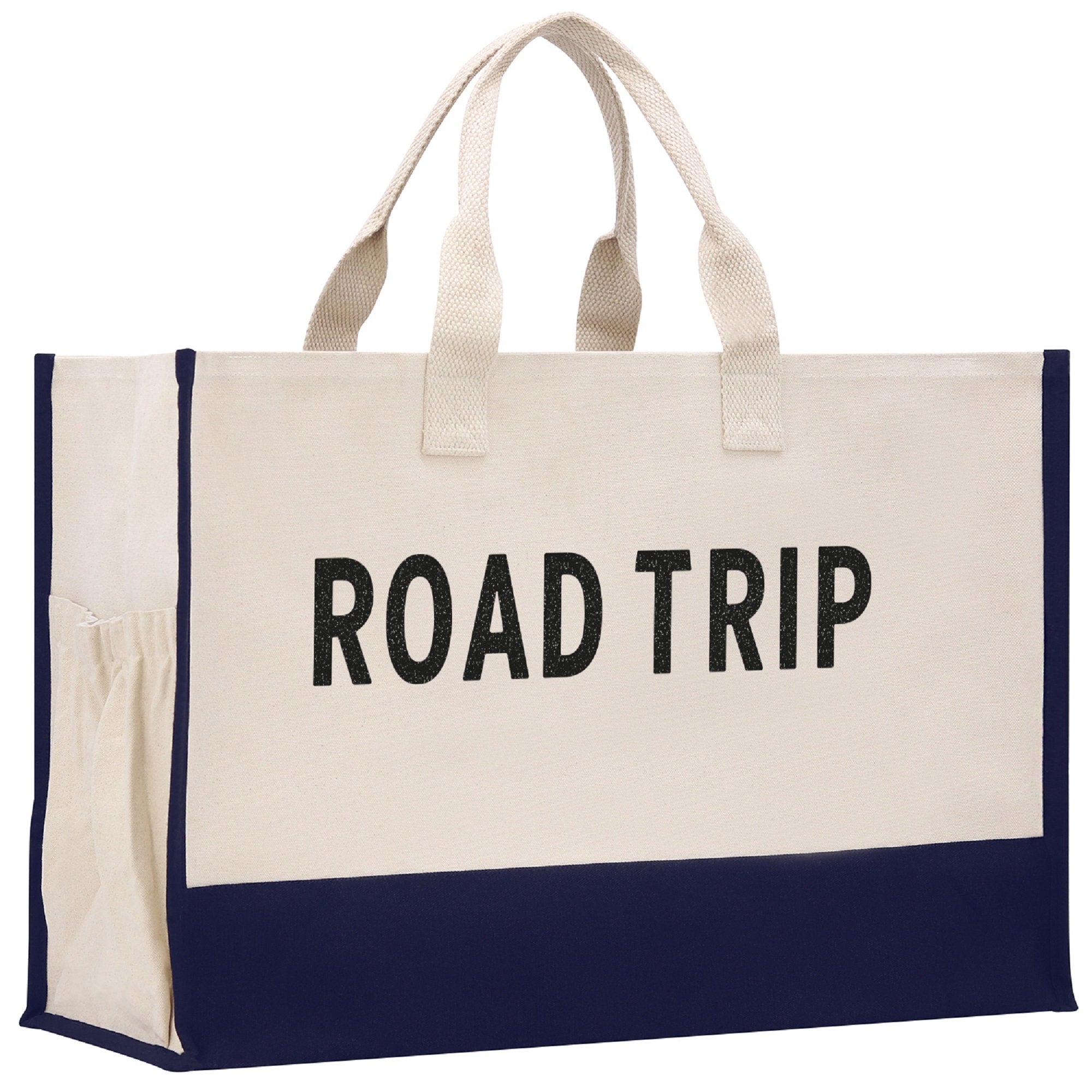 Road Trip Beach Tote Bag XL - Oversized Chic Tote Bag with Zipper and Inner Pockets - Gift for Her - Girls Weekend Tote - Weekender Bag - Aaria Tees Aaria Tees