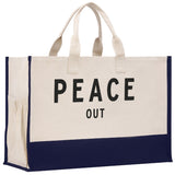 Peace Out Beach Tote Bag XL - Oversized Chic Tote Bag with Zipper and Inner Pockets - Gift for Her - Girls Weekend Tote - Weekender Bag - Aaria Tees Aaria Tees