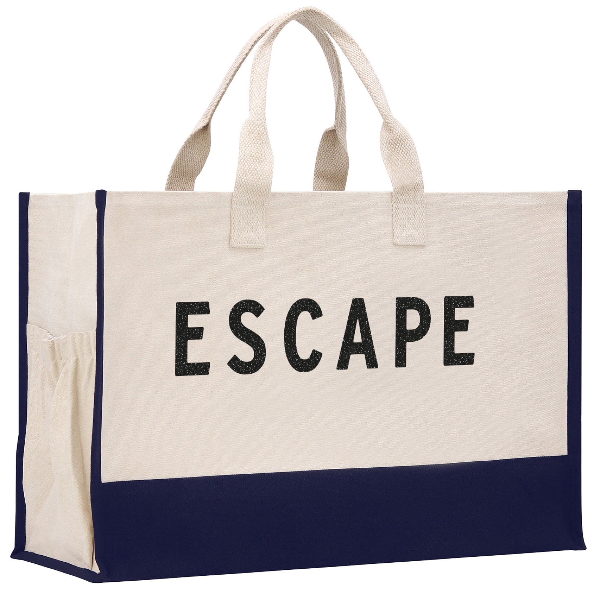 Escape Beach Tote Bag XL - Oversized Chic Tote Bag with Zipper and Inner Pocket -Gift for Her -Vacation Tote Bag -Weekender Bag -Travel Tote - Aaria Tees Aaria Tees