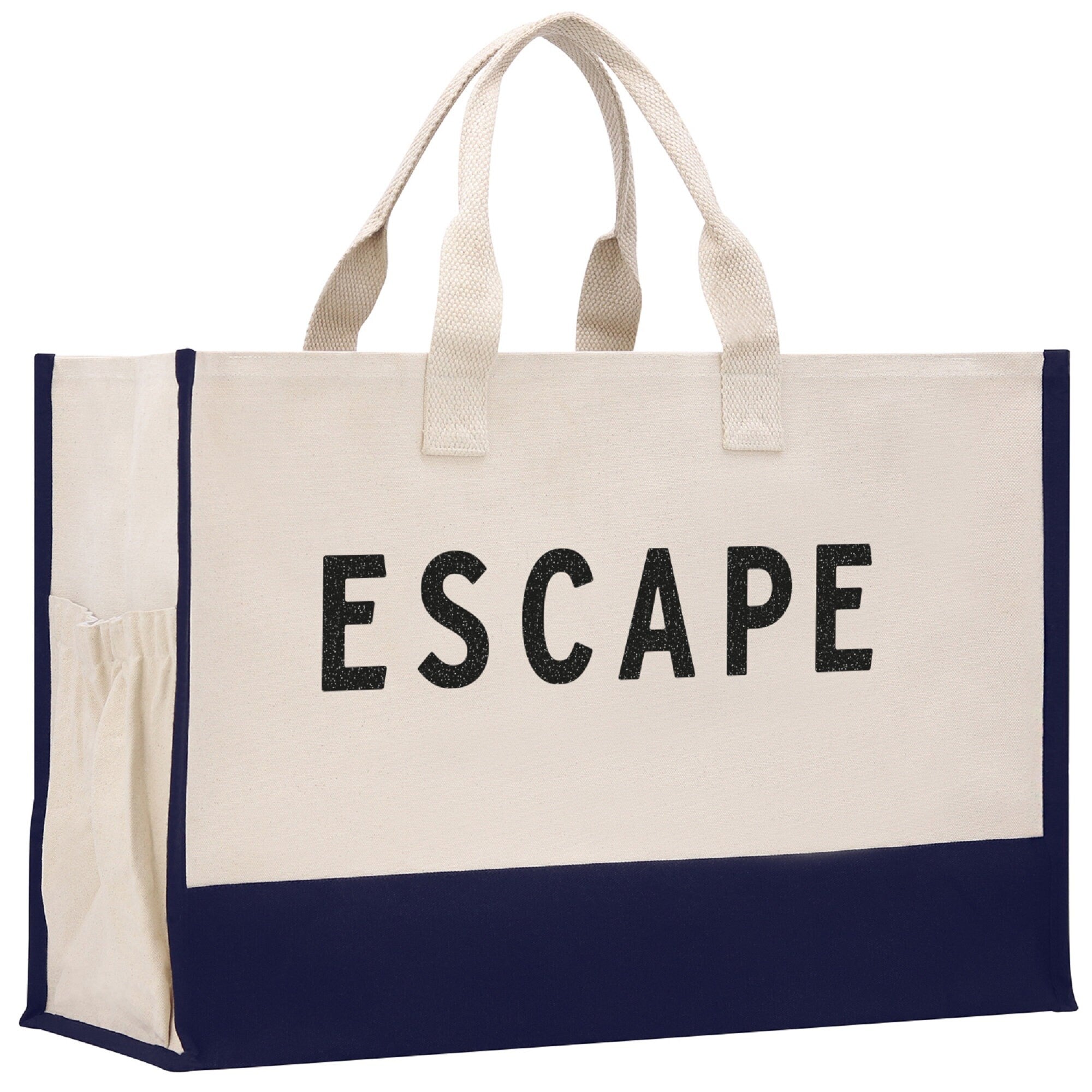 Escape Beach Tote Bag XL - Oversized Chic Tote Bag with Zipper and Inner Pocket -Gift for Her -Vacation Tote Bag -Weekender Bag -Travel Tote - Aaria Tees Aaria Tees