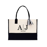 Initials and Date Customized Embroidered Tote Bag 100% Cotton Canvas and Chic Personalized Tote Bag for Bridesmaid Anniversary Wedding Day - Aaria Tees Aaria Tees