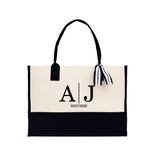 Initials and Date Customized Embroidered Tote Bag 100% Cotton Canvas and Chic Personalized Tote Bag for Bridesmaid Anniversary Wedding Day - Aaria Tees Aaria Tees