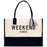 Weekend Vibes Beach Tote Bag - Large Chic Tote Bag - Gift for Her - Girls Weekend Tote - Weekender Bag - Weekend Tote - Weekend Vibes Bag - Aaria Tees Aaria Tees
