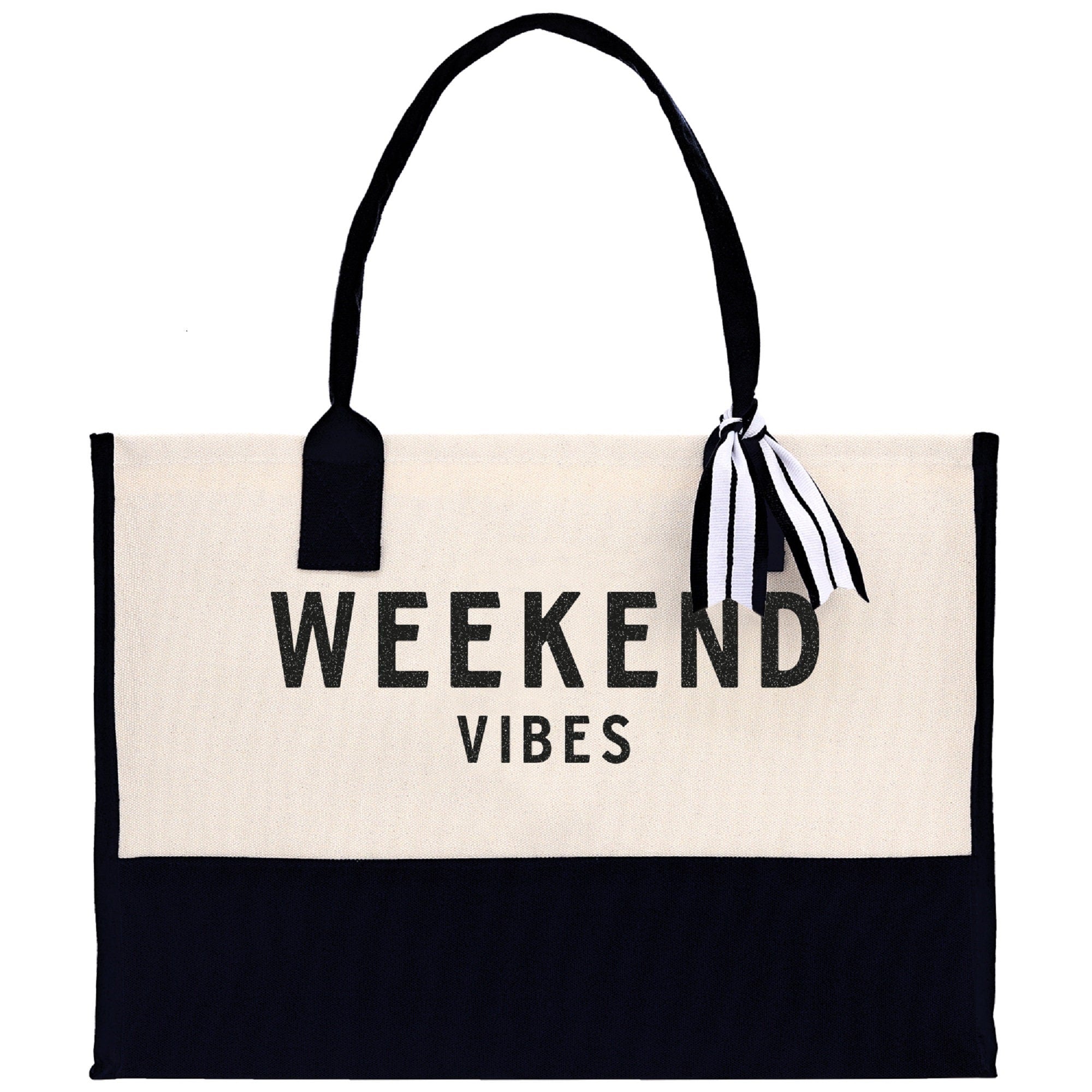Weekend Vibes Beach Tote Bag - Large Chic Tote Bag - Gift for Her - Girls Weekend Tote - Weekender Bag - Weekend Tote - Weekend Vibes Bag - Aaria Tees Aaria Tees