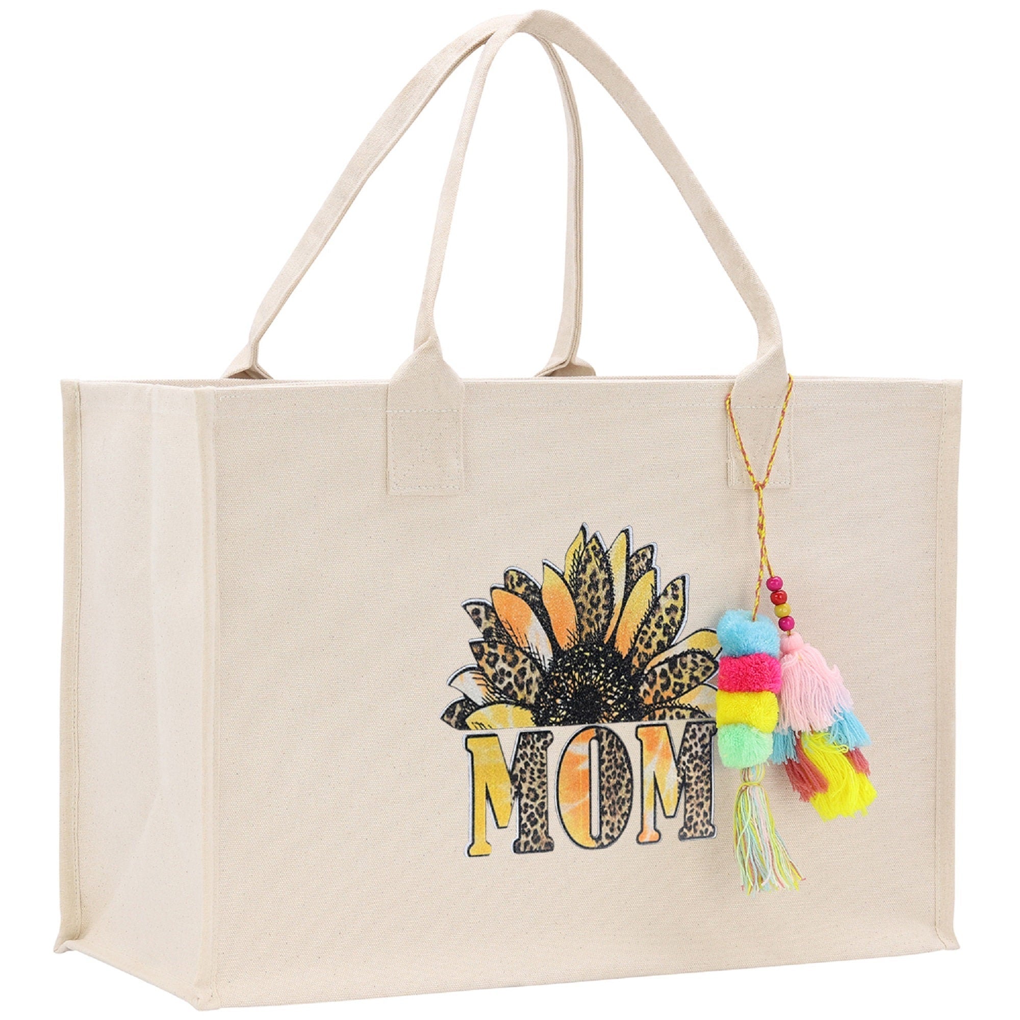 Mother's Day Tote Bag for Gift 100% Cotton Canvas Chic Tote Bag Cream, Black and Navy Color Options - Best Mom Ever - Blessed Mama - Mom - Aaria Tees Aaria Tees