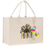 Mother's Day Tote Bag for Gift 100% Cotton Canvas Chic Tote Bag Cream, Black and Navy Color Options - Best Mom Ever - Blessed Mama - Mom - Aaria Tees Aaria Tees