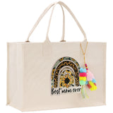 Mother's Day Tote Bag for Gift 100% Cotton Canvas Chic Tote Bag Cream, Black and Navy Color Options - Best Mom Ever - Blessed Mama - Mom - Aaria Tees Aaria Tees