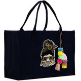 Mother's Day Tote Bag for Gift 100% Cotton Canvas Chic Tote Bag Cream, Black and Navy Color Options - Best Mom Ever - Blessed Mama - Mom - Aaria Tees Aaria Tees