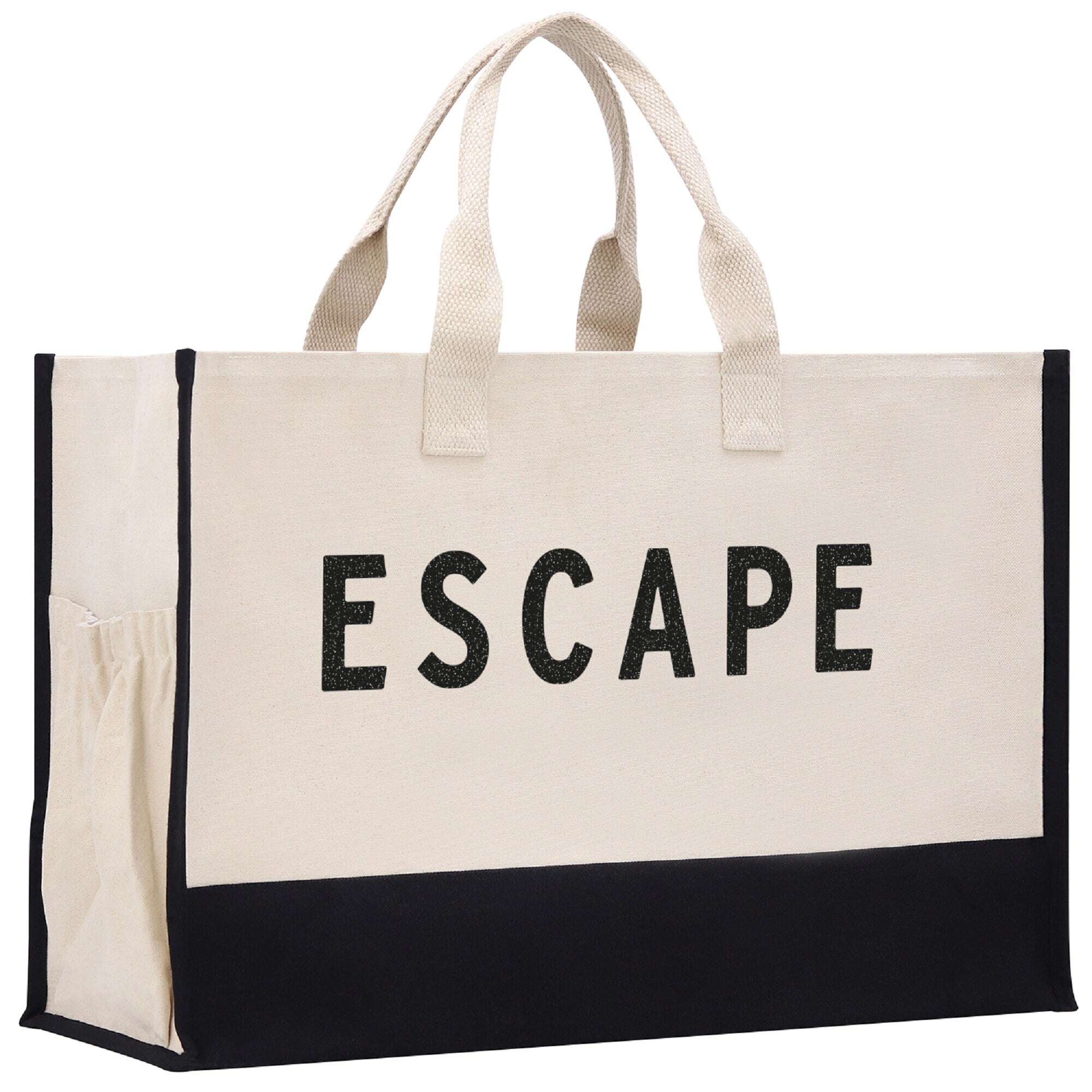 Escape Beach Tote Bag XL - Oversized Chic Tote Bag with Zipper and Inner Pocket -Gift for Her -Vacation Tote Bag -Weekender Bag -Travel Tote - Aaria Tees Aaria Tees