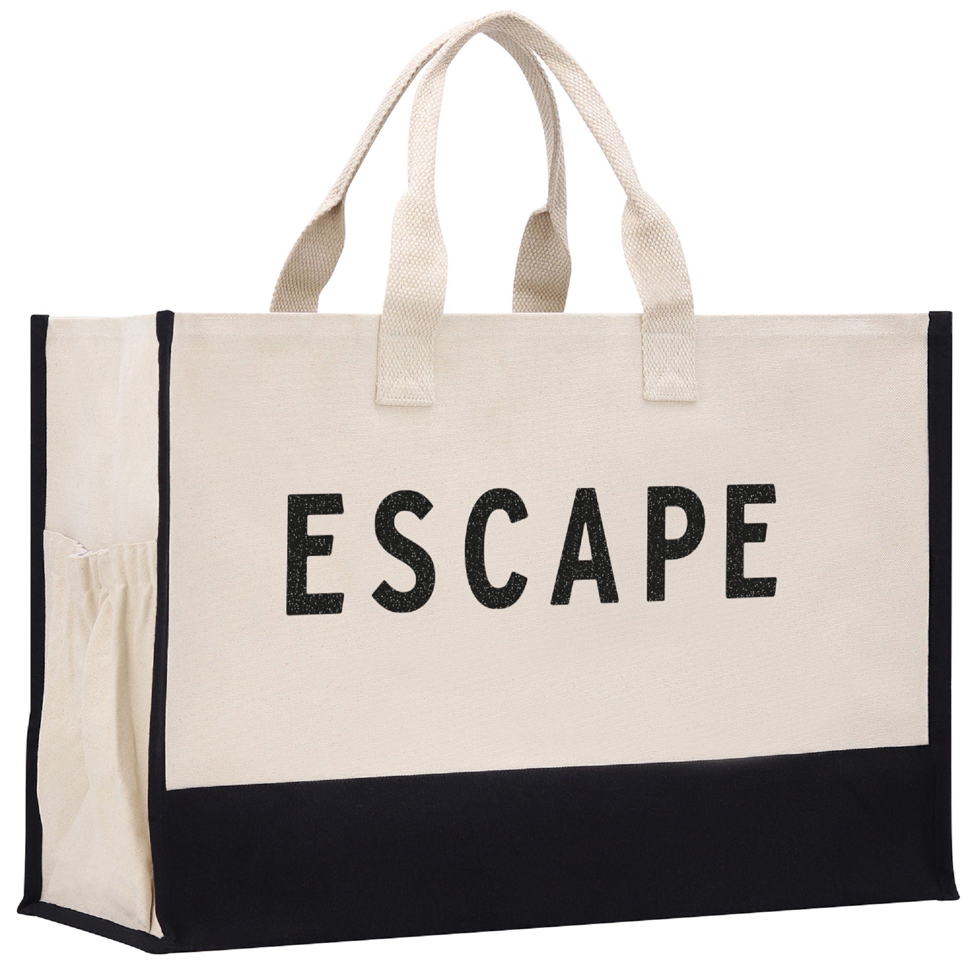 Escape Beach Tote Bag XL - Oversized Chic Tote Bag with Zipper and Inner Pocket -Gift for Her -Vacation Tote Bag -Weekender Bag -Travel Tote - Aaria Tees Aaria Tees