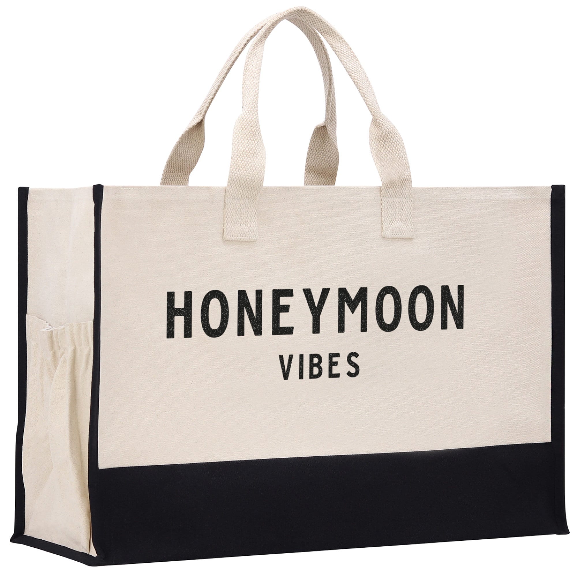 Honeymoon Vibes Beach Tote Bag XL - Oversized Chic Tote Bag with Zipper and Inner Pocket -Honeymooners Honeymoon Gifts Bridal Gift Newlyweds - Aaria Tees Aaria Tees