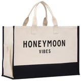 Honeymoon Vibes Beach Tote Bag XL - Oversized Chic Tote Bag with Zipper and Inner Pocket -Honeymooners Honeymoon Gifts Bridal Gift Newlyweds - Aaria Tees Aaria Tees