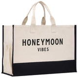 Honeymoon Vibes Beach Tote Bag XL - Oversized Chic Tote Bag with Zipper and Inner Pocket -Honeymooners Honeymoon Gifts Bridal Gift Newlyweds - Aaria Tees Aaria Tees