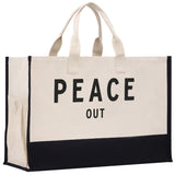 Peace Out Beach Tote Bag XL - Oversized Chic Tote Bag with Zipper and Inner Pockets - Gift for Her - Girls Weekend Tote - Weekender Bag - Aaria Tees Aaria Tees