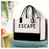 Escape Beach Tote Bag - Large Chic Tote Bag - Gift for Her - Weekender Bag - Weekend Tote - Girls Weekend Tote - Aaria Tees Aaria Tees