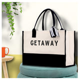 Getaway Beach Tote Bag - Large Chic Tote Bag - Gift for Her - Vacation Tote Bag - Weekender Bag - Travel Tote - Aaria Tees Aaria Tees
