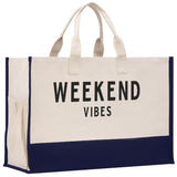 Weekend Vibes Beach Tote Bag XL - Oversized Chic Tote Bag with Zipper and Inner Pockets - Gift for Her - Girls Weekend Tote - Weekender Bag - Aaria Tees Aaria Tees