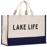 Lake Life Beach Tote Bag XL - Oversized Chic Tote Bag with Zipper and Inner Pocket- Gift for Her - Boat Bag - Weekender Bag - Lake Life Gift - Aaria Tees Aaria Tees