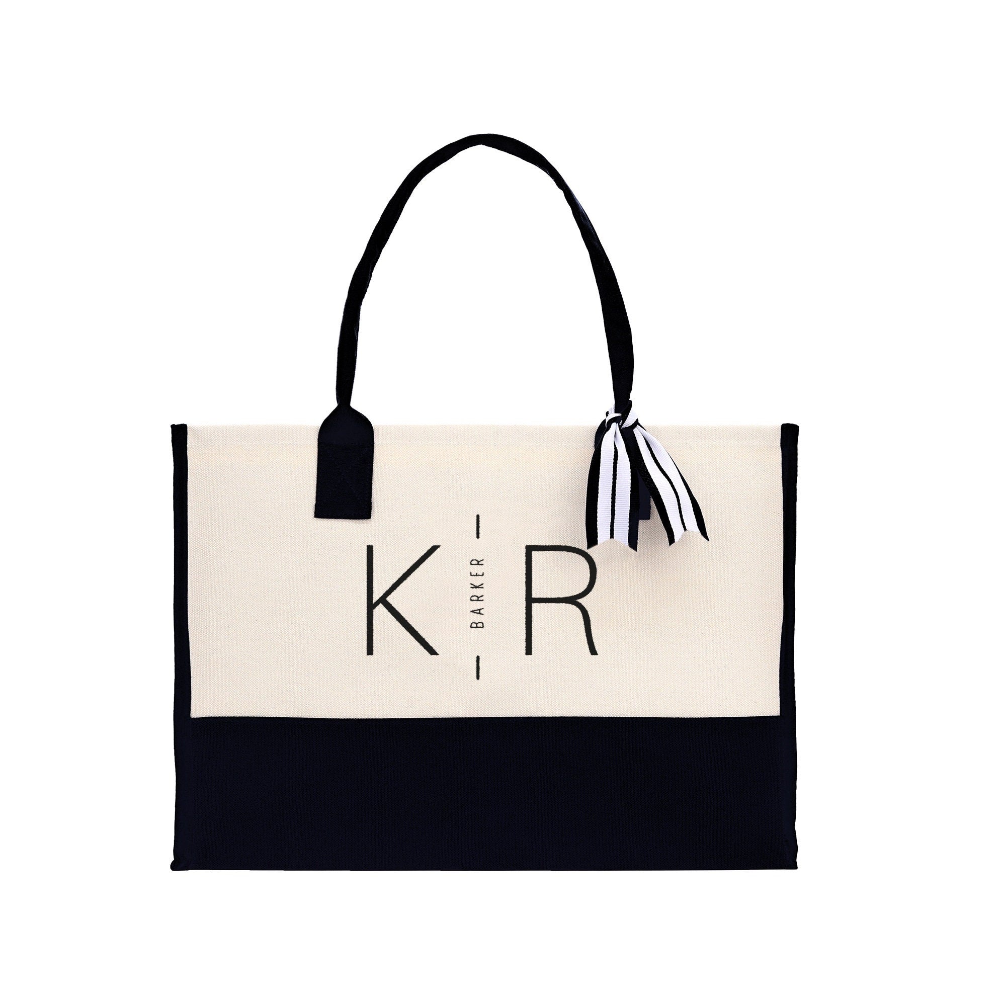 Initials and Last Name Customized Embroidered Tote Bag 100% Cotton Canvas Chic Personalized Tote Bag for Bridesmaid Anniversary Wedding Day - Aaria Tees Aaria Tees