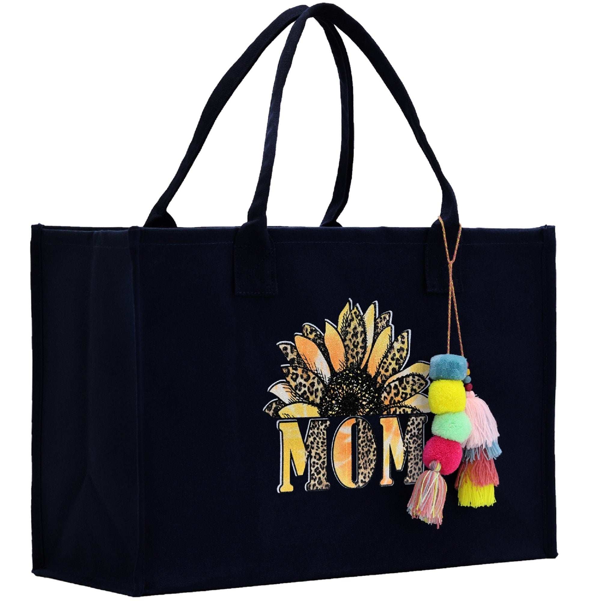 Mother's Day Tote Bag for Gift 100% Cotton Canvas Chic Tote Bag Cream, Black and Navy Color Options - Best Mom Ever - Blessed Mama - Mom - Aaria Tees Aaria Tees