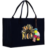 Mother's Day Tote Bag for Gift 100% Cotton Canvas Chic Tote Bag Cream, Black and Navy Color Options - Best Mom Ever - Blessed Mama - Mom - Aaria Tees Aaria Tees
