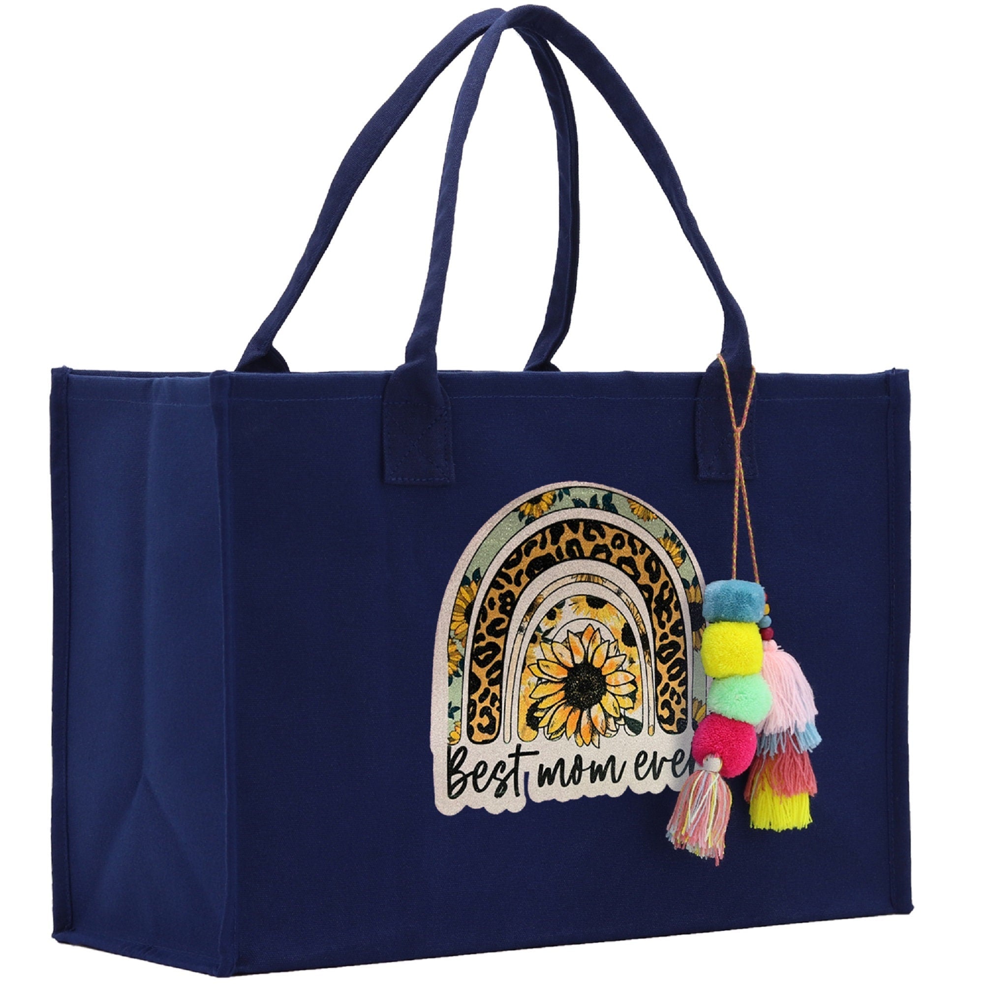 Mother's Day Tote Bag for Gift 100% Cotton Canvas Chic Tote Bag Cream, Black and Navy Color Options - Best Mom Ever - Blessed Mama - Mom - Aaria Tees Aaria Tees