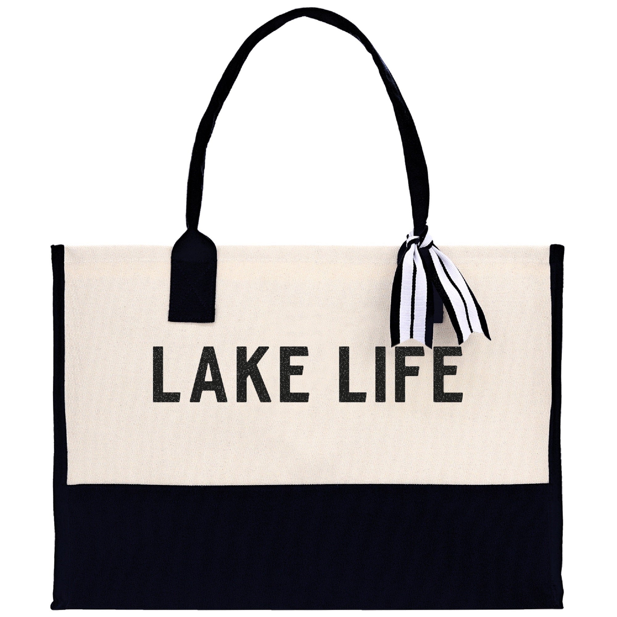 Lake Life Tote Bag - Large Chic Tote Bag - Gift for Her - Girls Weekend Tote - Weekender Bag - Weekend Tote - Boat Bag - Lake Life Gift - Aaria Tees Aaria Tees